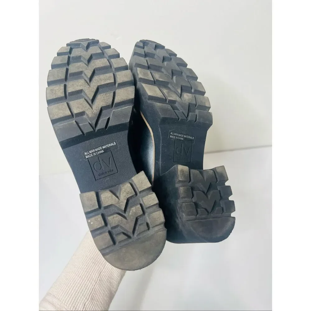 Dolce Vita Black Platform Y2K Penny Loafers Lug Sole Normcore Academia Sz 8.5